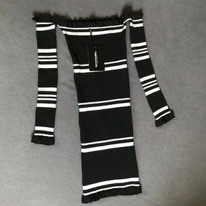 Pretty LIttle Thing silver lurex and black dress